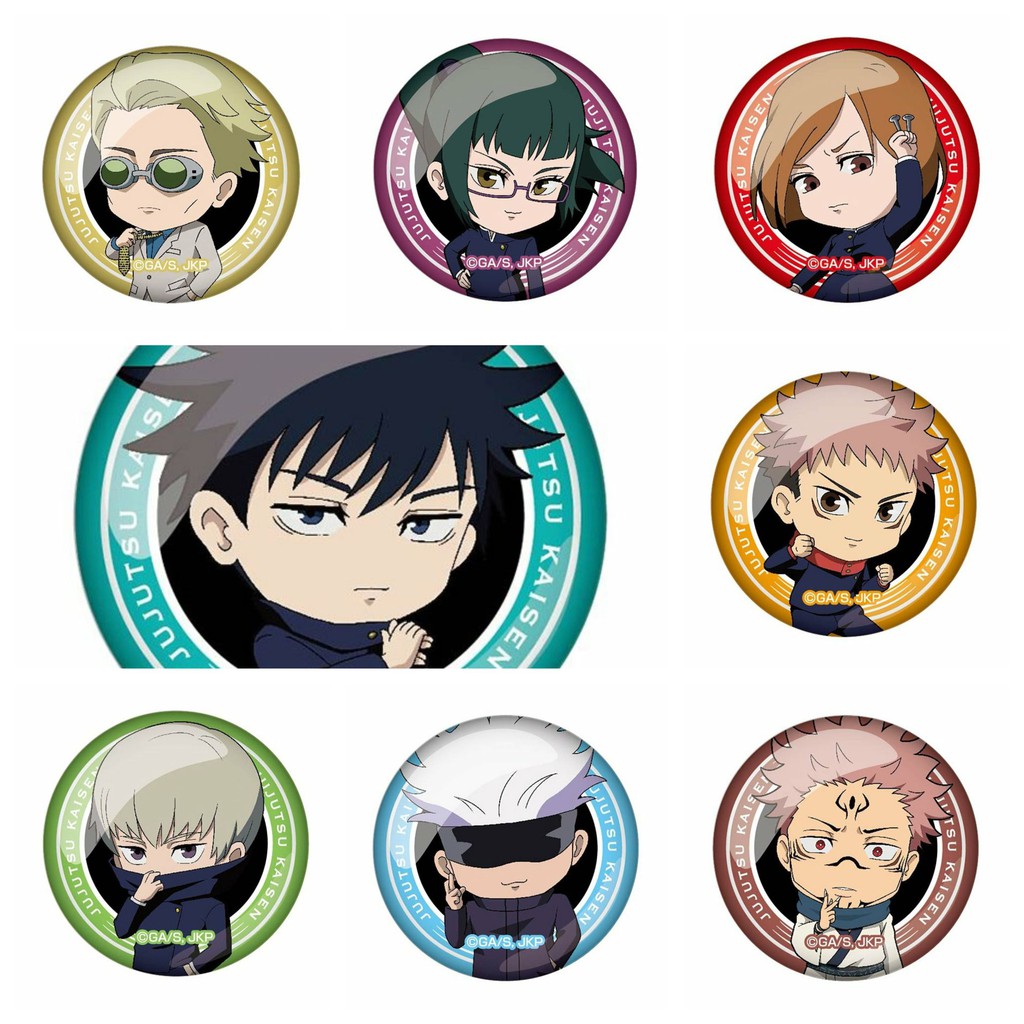 Huy hiệu cài áo IN HÌNH Jujutsu Kaisen Chú thuật hồi chiến ver đầu to anime chibi dễ thương tiện lợi