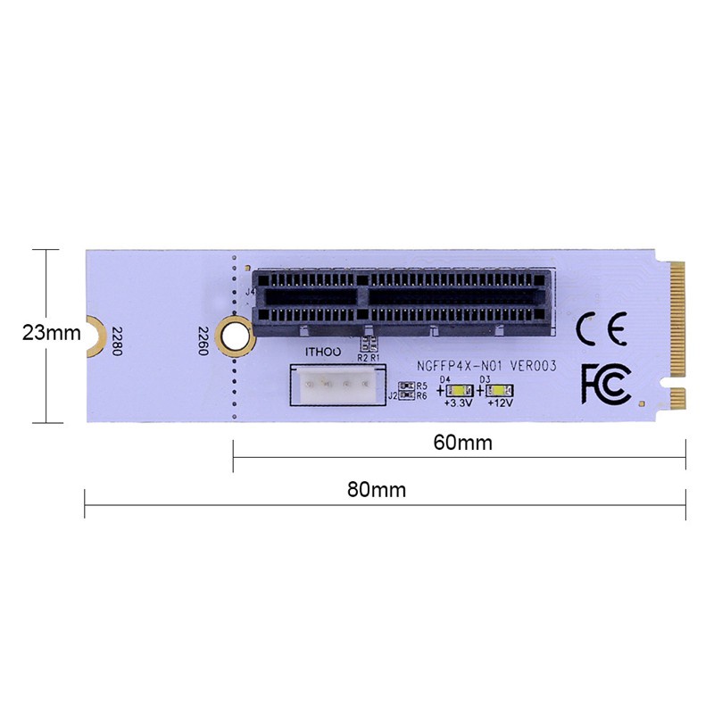 NGFF M.2 to PCI-E 4X Riser Card M2 Key M to PCIe X4 Adapter