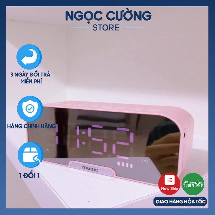 Loa Bluetooth Kiêm Đồng Hồ G10 Mặt Gương Hiển Thị Đèn Led - Đài FM - Đồng Hồ Báo