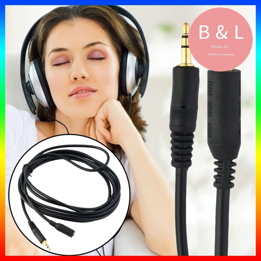 [BL]Black 12 FT 3.5mm Male To Female Stereo Audio MP3 Headphone Extension Cable