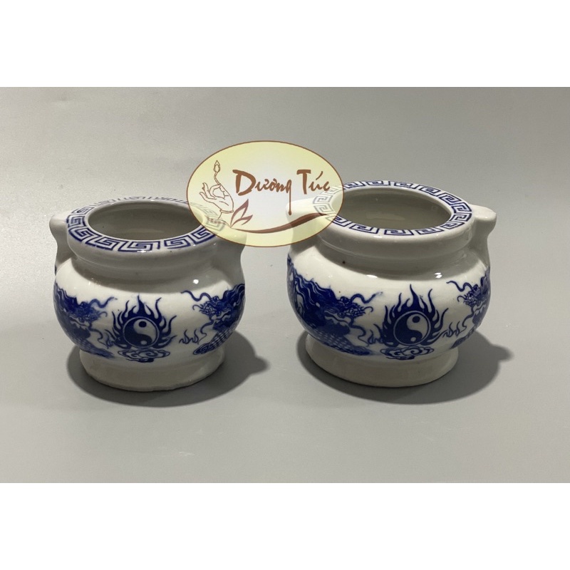 Lư Hương (Bát Nhang) Hình Bầu - Song Long - Gốm Sứ Bát Tràng