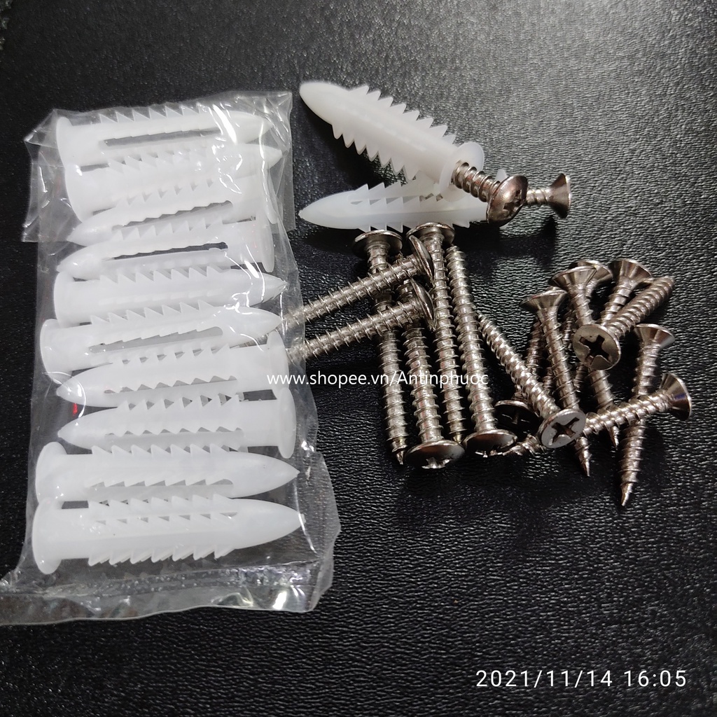Vít inox chống rỉ + tacke nở nhựa các loại . Sản  phẩm bán theo block  10 con vít + 10 con tacke nhựa
