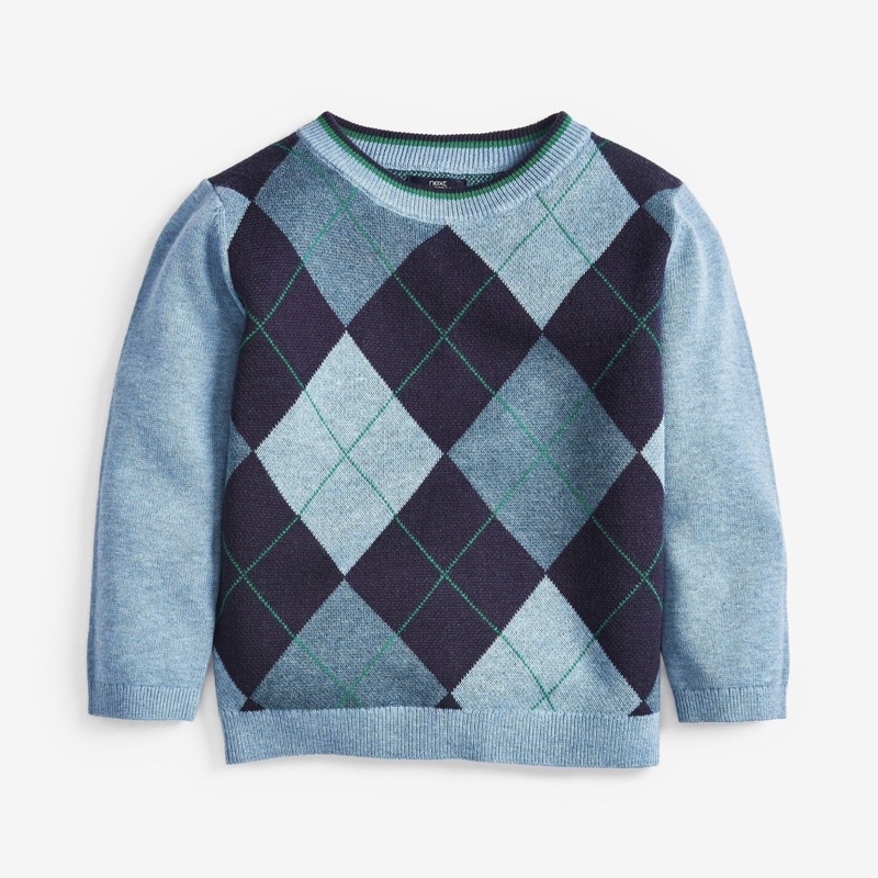 Áo len trám next phối xanh cho bé trai size từ 10-24 cân