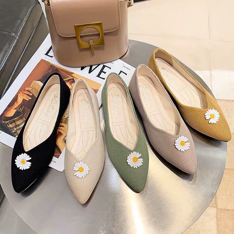 (S79) Giầy búp bê VÂN LEN TĂM tag hoa cúc (mã 2228) | BigBuy360 - bigbuy360.vn