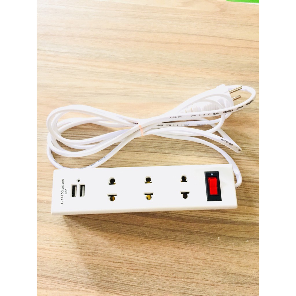 Ổ cắm điện cao cấp 2 cổng sạc USB Nhật Quang NQ-D4USB (3000W) (trắng)
