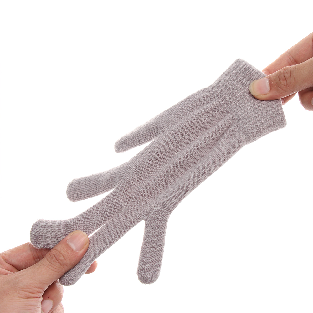 Găng tay dệt kim phối lông ấm áp tiện dụng cho nữ