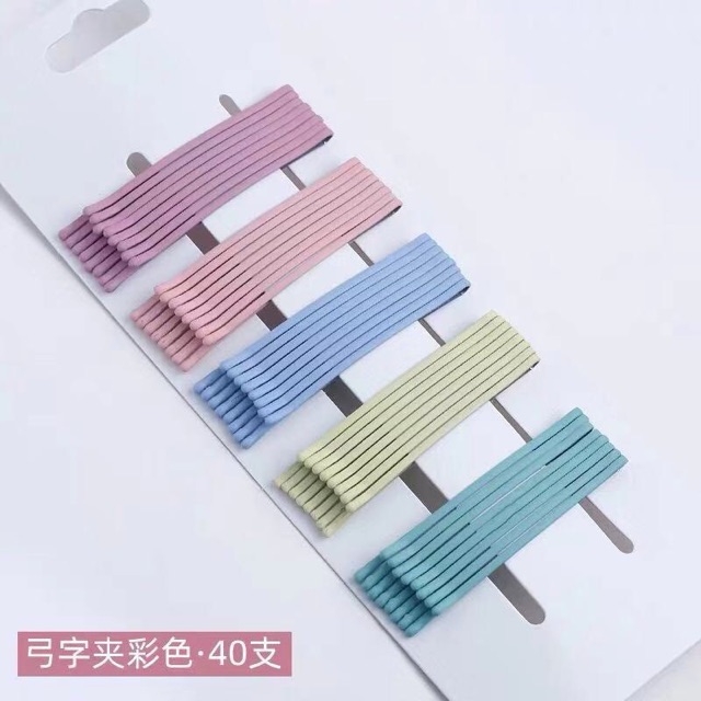 Vỉ 40 kẹp tăm cầu vồng nhiều màu, kẹp tóc hàn quốc pastel Gusshop