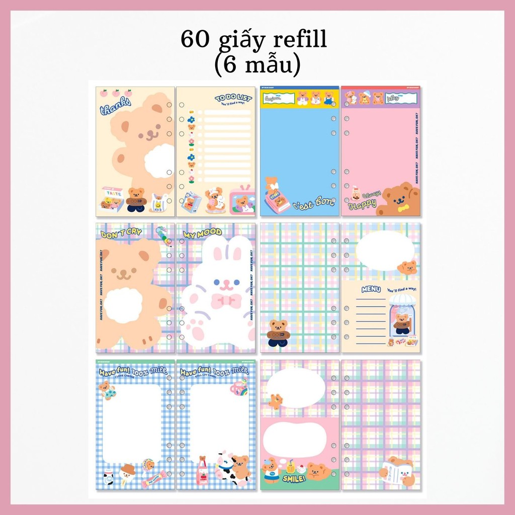 SET SỔ CÒNG A6 MILKJOY LITTLE BEAR 4 MẪU