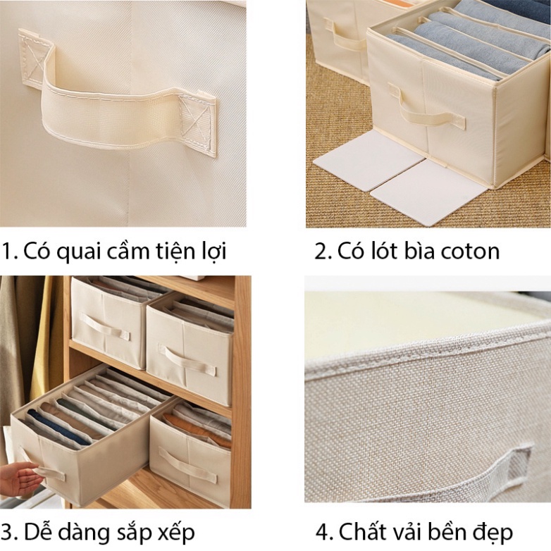 Hộp đựng quần áo chia ngăn bằng vải tiện lợi, khay túi vải đựng đồ 7, 9 ngăn cỡ lớn tiện dụng Leos Official