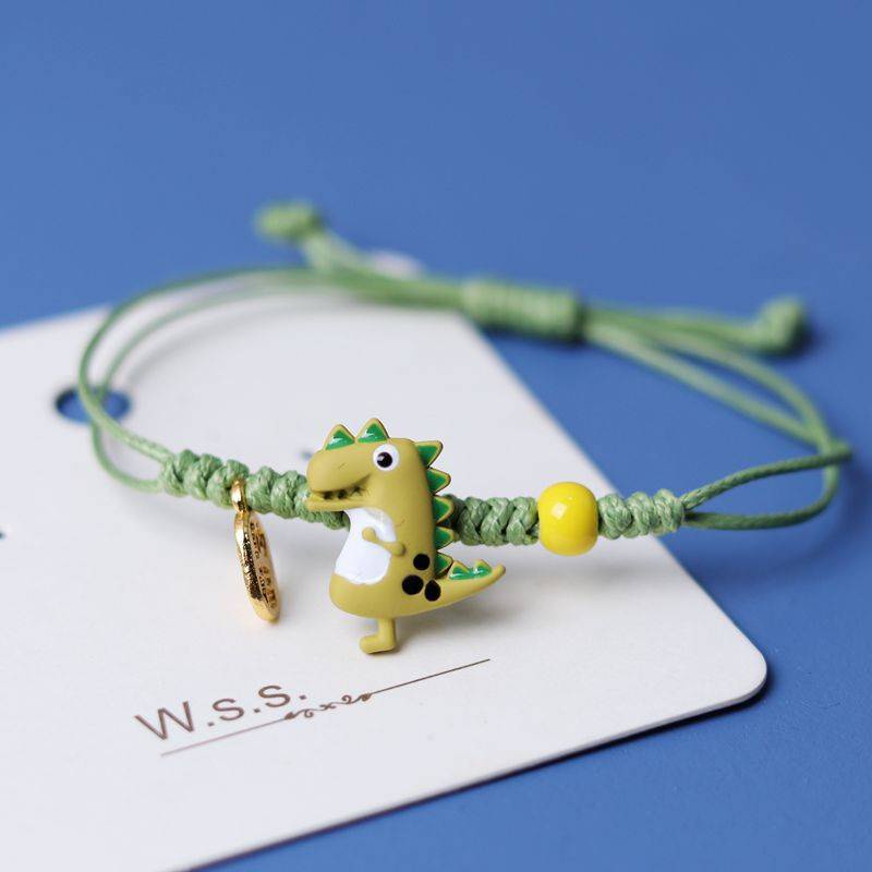 Hoạt Hình Vòng Đeo Tay Đan Len Hình Khủng Long Dễ Thương Cho Học Sinh