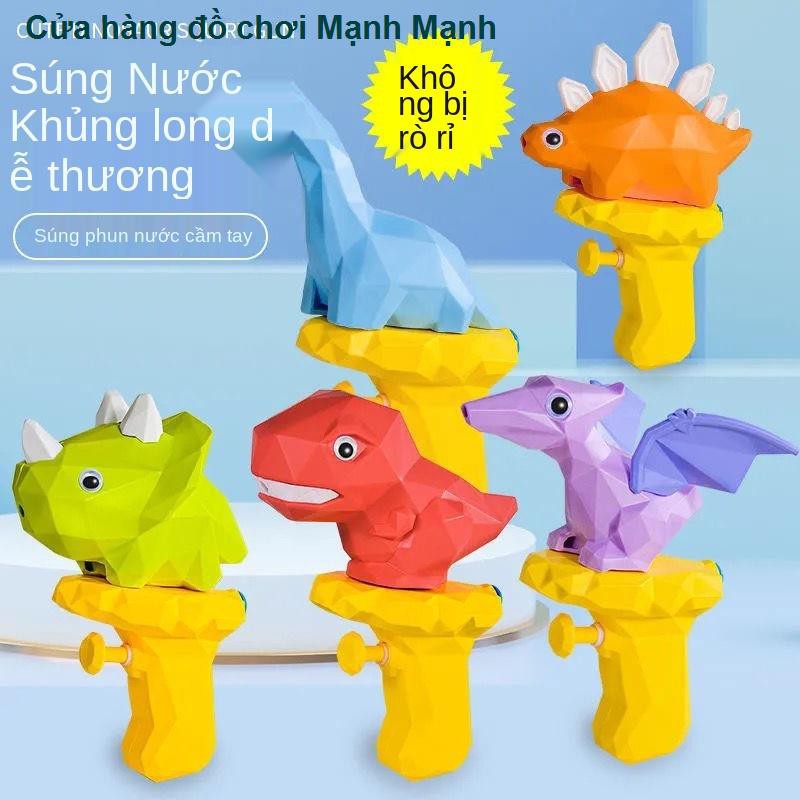 Trẻ em dễ thương hoạt hình khủng long nhỏ bé đồ chơi phòng tắm bãi biển mùa hè với súng nước Tyrannosaurus tricer