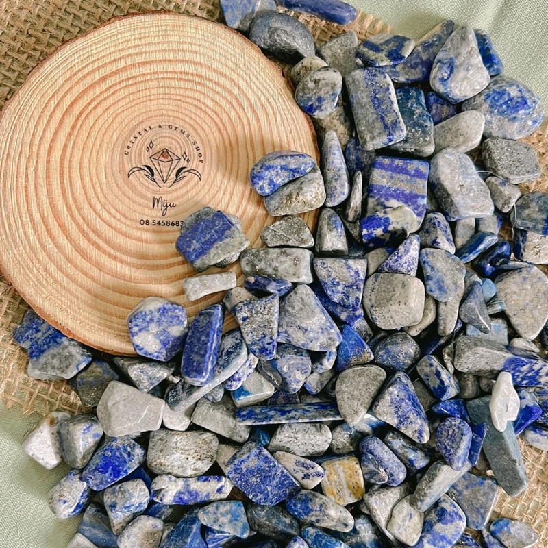 Đá vụn bóng thiên nhiên màu xanh lam Sodalite làm handmade, sưu tầm, reiki, thanh tẩy, thiền định