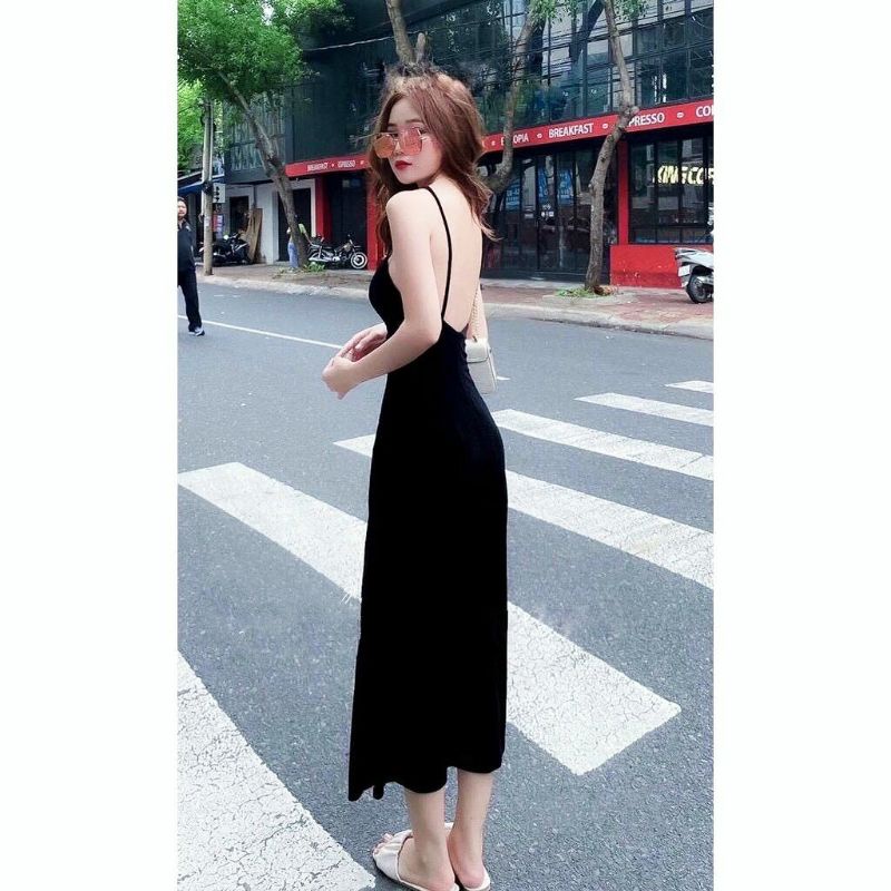 Đầm body hở lưng dáng dài sang chảnh ( có mốt ngực )