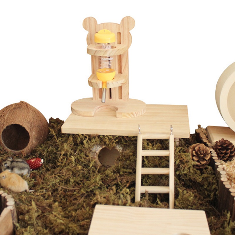 Giá đỡ bình nước bằng gỗ có thể điều chỉnh dành cho chuột hamster