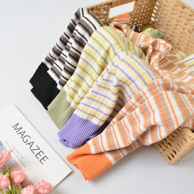 Áo Sweater Tay Dài Dáng Ôm Kẻ Sọc Cầu Vồng Thời Trang Mùa Thu | BigBuy360 - bigbuy360.vn