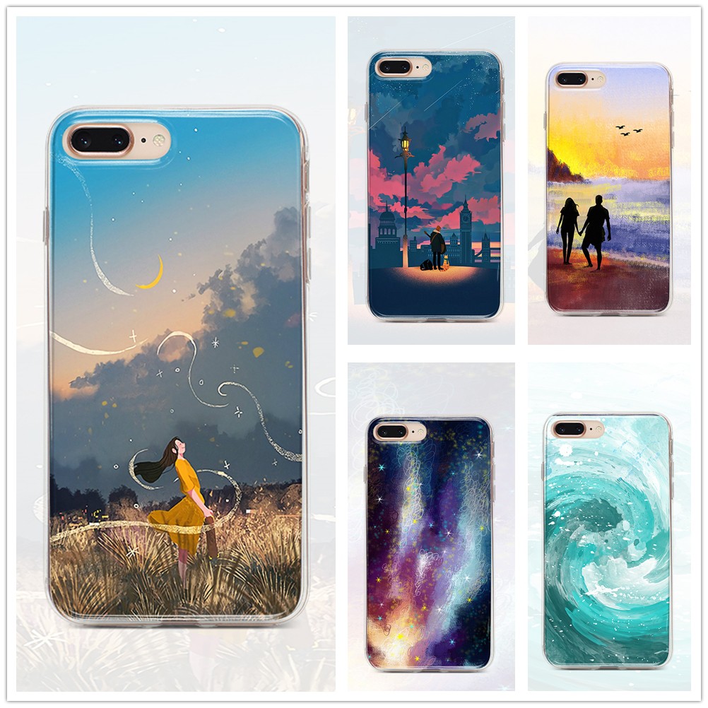 Ốp điện thoại mềm hình bầu trời cho Samsung Galaxy Note 10 lite Note 10 Plus 10+ Note 9 Note 8 Note 5 Note 4 Note 3