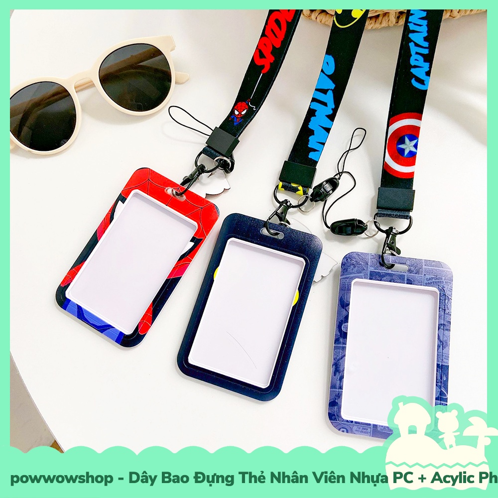 [Sẵn VN - Hỏa Tốc] Dây Móc Bao Đựng Thẻ Nhân Viên Nhựa PC + Acrylic Phong Cách Siêu Anh Hùng Superheroes MarvDC