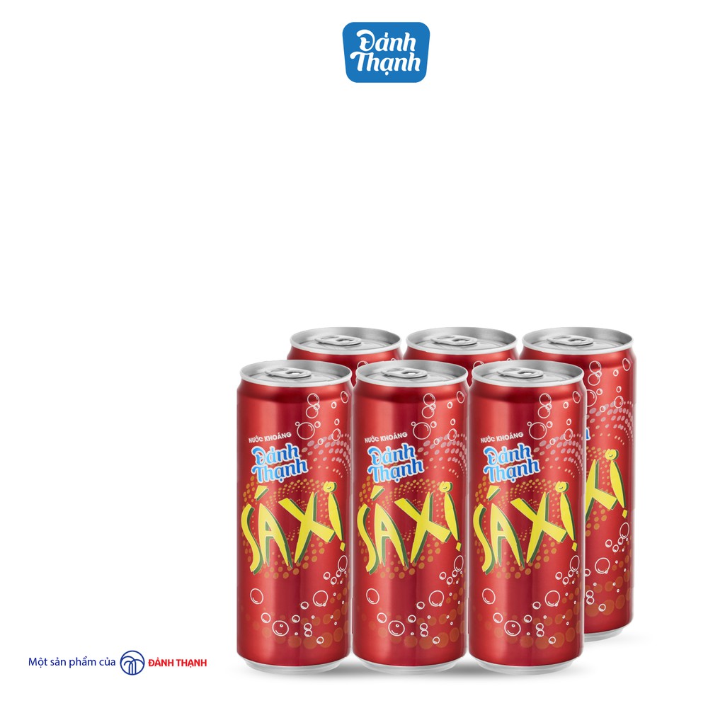 Lốc 6 lon Nước Khoáng Đảnh Thạnh Có Ga Khoáng Sá Xị lon 330ml