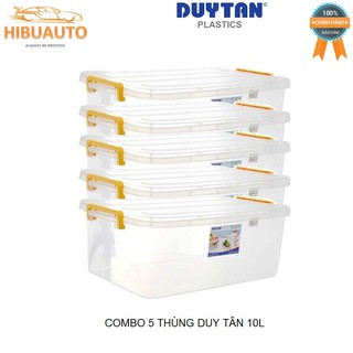 Combo 5 Thùng Nhựa Duy Tân Trong Suốt 10 Lít (41.2 x 27.2 x 14.5 cm) No.H115