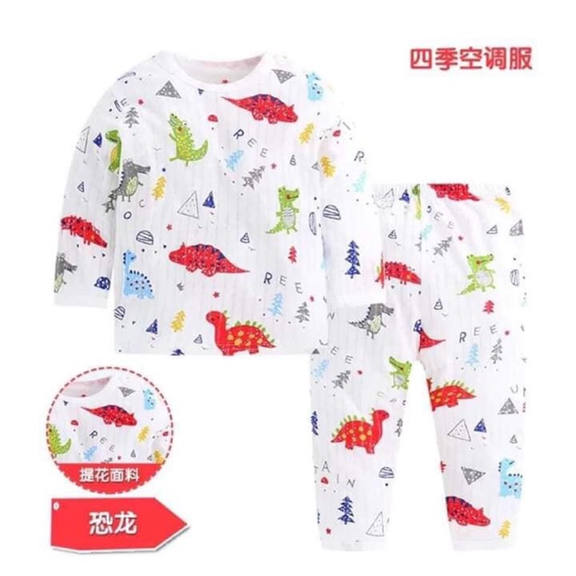 BỘ COTTON GIẤY DÀI TAY CỔ CHUI Cho Bé từ 6-16 kg_DG1