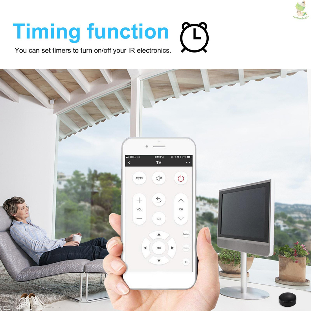 WiFi-IR Remote IR Control Wi-Fi(2.4Ghz) BT Enabled Infrared Universal Remote Controller For Air Conditioner TV DVD Using Tuya Smart Life APP Compatible with Alexa Google Home Voice Control