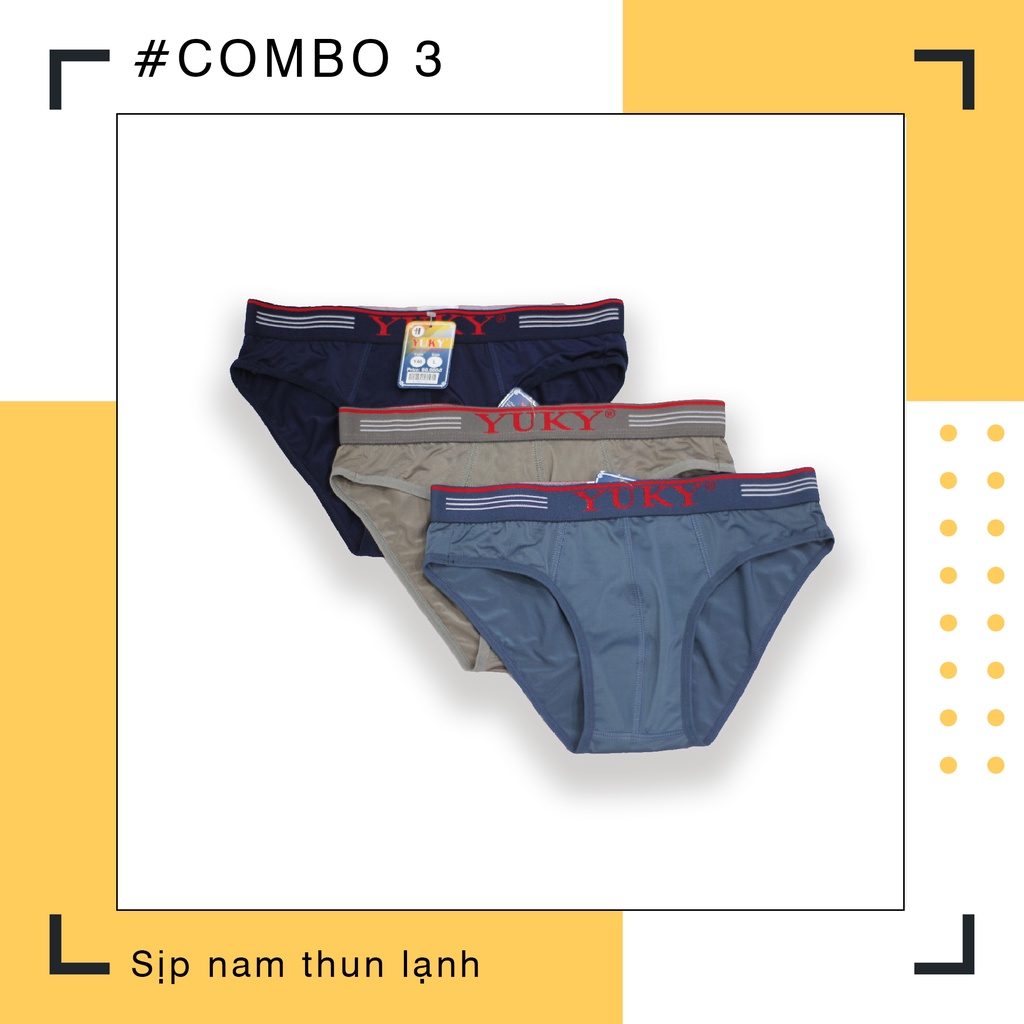 COMBO 3 Quần lót YUKY nam cao cấp - YUKY quần lót thương hiệu độc quyền - Sịp nam tam giác thun lạnh