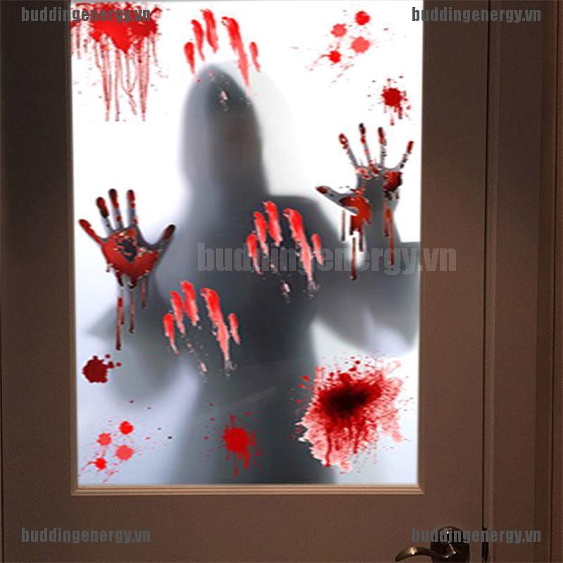 Miếng Sticker Dán Tường Thiết Kế Bàn Tay Máu Kinh Dị Dành Cho Dịp Halloween Tiện Dụng