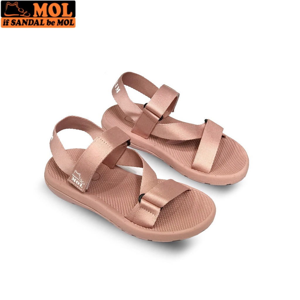 Sandal couple nam nữ quai ngang đế mõng có quai hậu cố định cho cặp đôi mang đi học đi biển du lịch hiệu MOL MS1166R