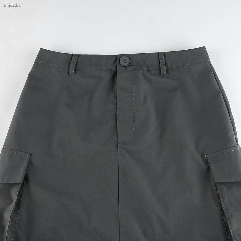 Chân Váy Dài Xẻ Tà Xếp Ly Có Túi Màu Sắc Cá Tính Quyến Rũ Cho Nữ