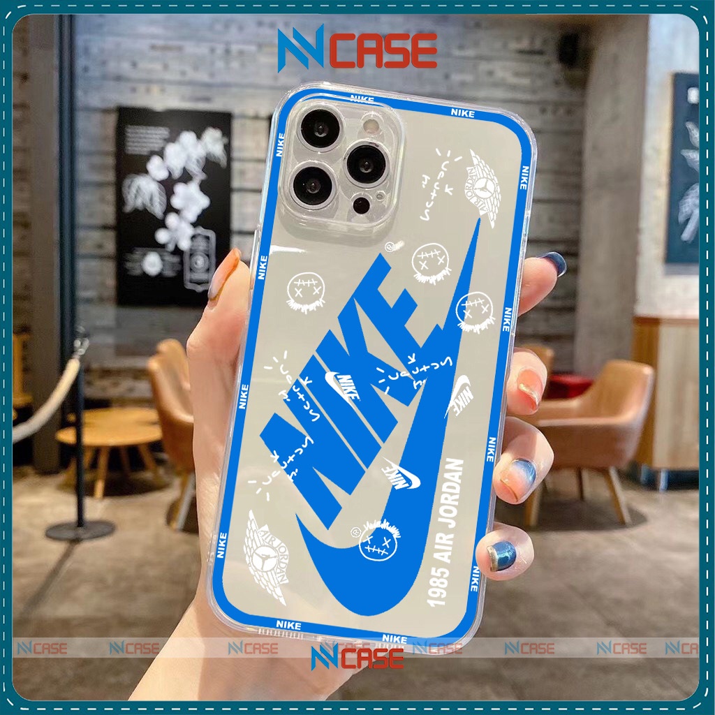 Ốp lưng iPhone Nike Chống sốc cạnh viền vuông silicon dẻo trong suốt iphone 6/6s/7/8/X/XS/Xr/11/12/13 Pro Plus Max