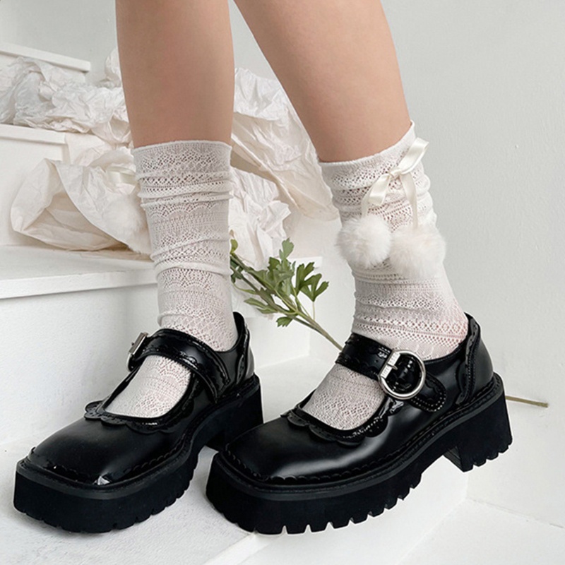 Youyo Vớ Nhung Satin Phối Ren Rỗng Phong Cách Lolita Ngọt Ngào Cho Nữ