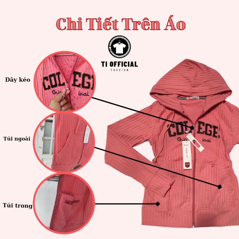 Áo khoác nữ vải thun gân siêu mát có nón to và tay xỏ ngón