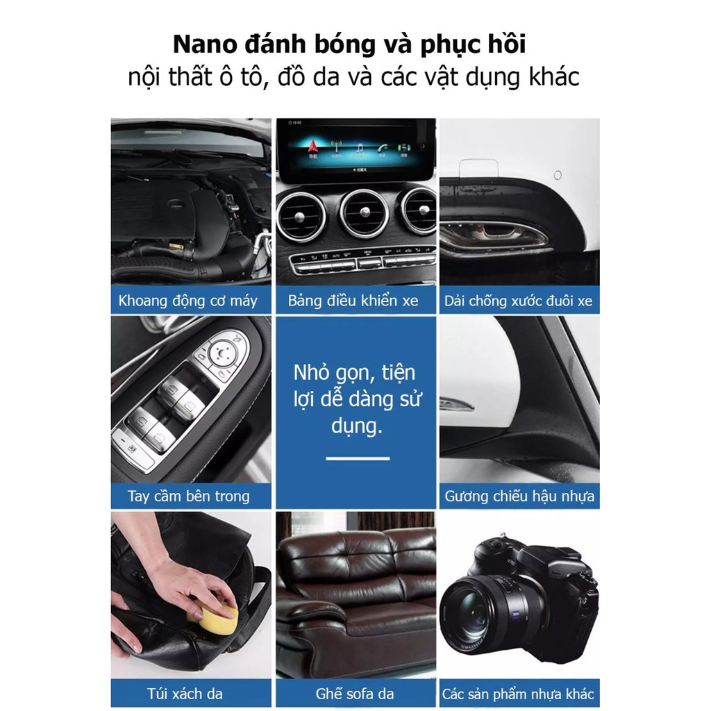 [ Phục Hồi Nhựa Xe ] Chai Xịt Phủ Bóng, Đánh Bóng, Phục Hồi Nhựa Xe, Lốp Xe, Tablo Xe, Đồ Da Blues Nano Polish Cream