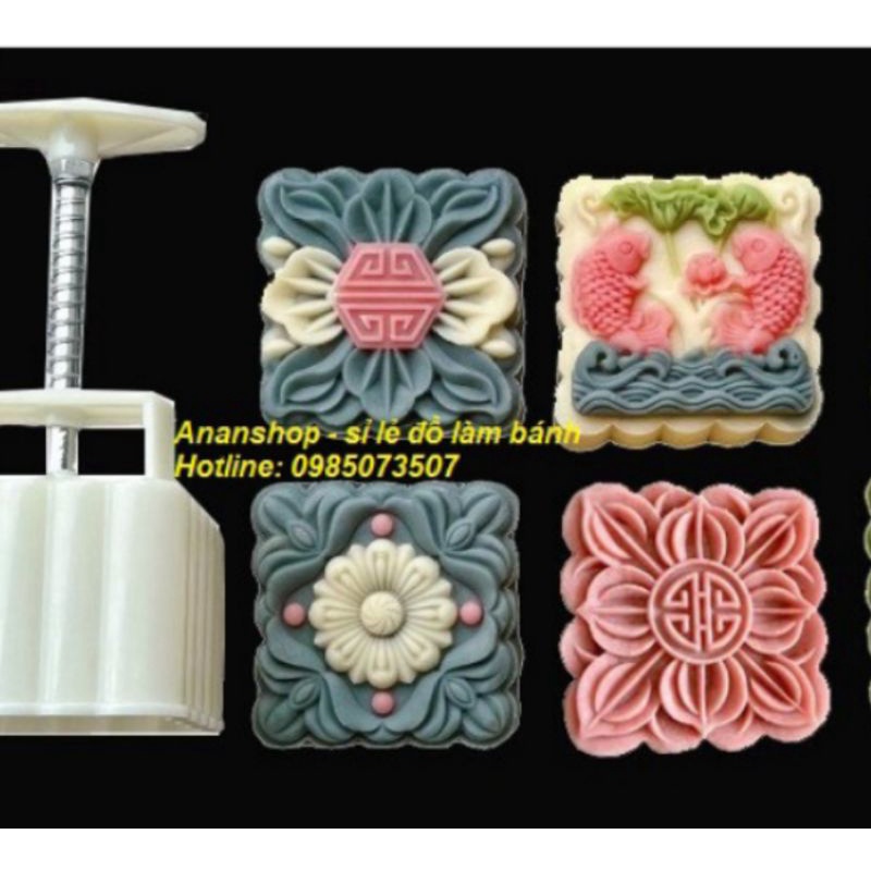 Khuôn trung thu lò xo mẫu mới 150gr - 200gr vuông M2