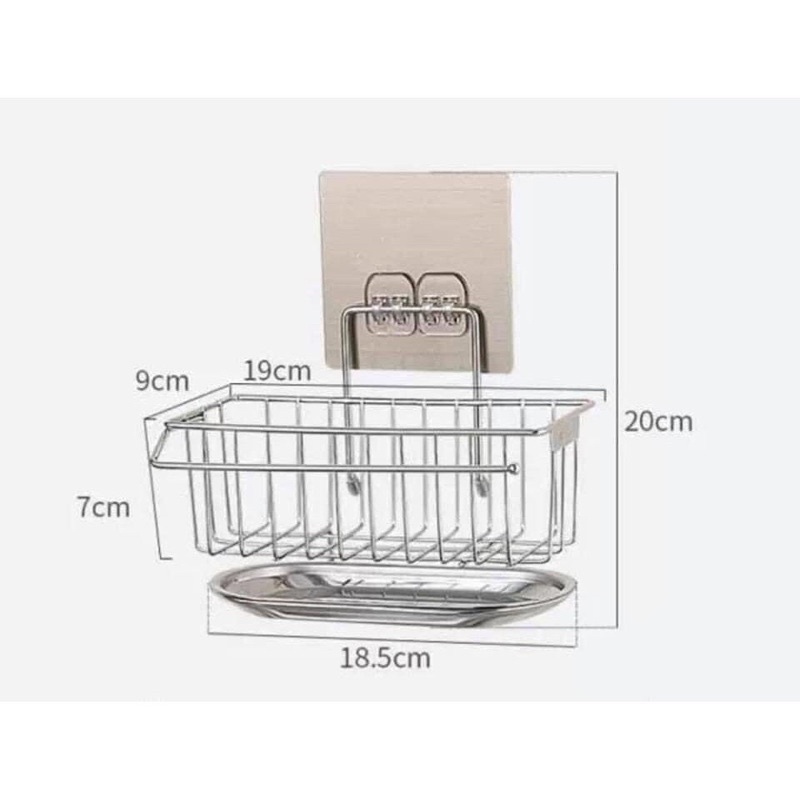 Giỏ, Kệ Để Bồn Rửa Bát Inox Có Khay Hứng Nước, Có Thanh Treo Khăn Tiện Dụng