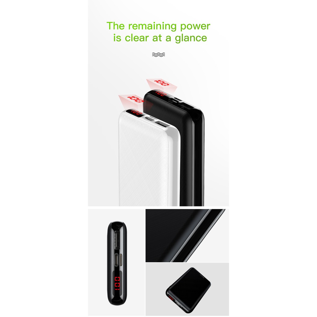 Pin dự phòng sạc nhanh siêu nhỏ gọn 10,000mAh cho Smartphone/ Tablet - Baseus Mini S Digital Display Power Bank