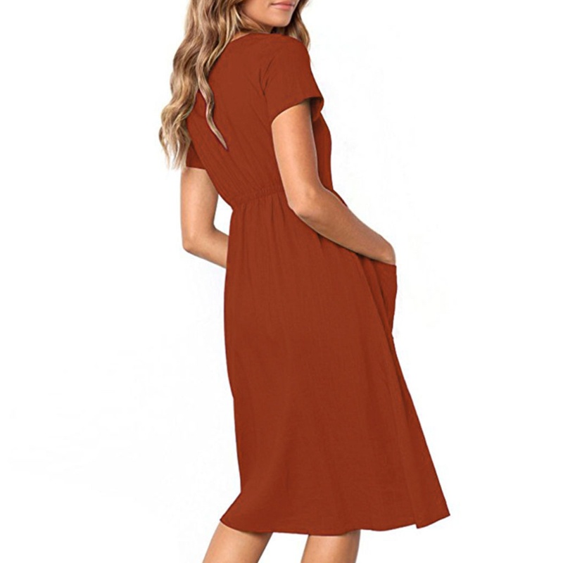 Áo Thun Ngắn Tay Cổ Chữ V Phối Nút Thời Trang Cho Nữ