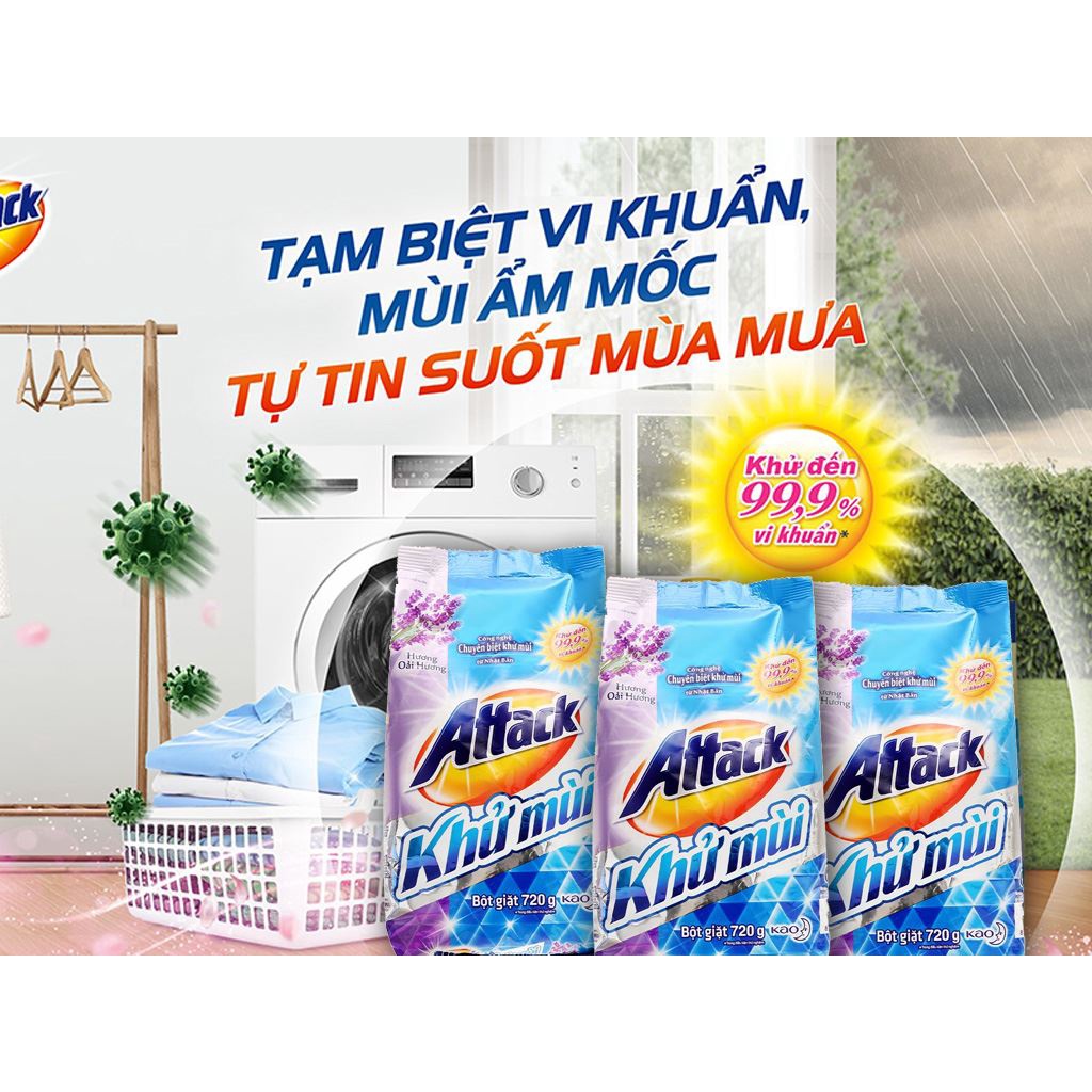 Bột giặt Attack khử mùi - Hương oải hương 720g