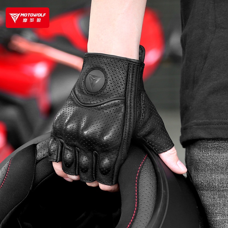 Găng Tay Da MOTOWOLF cụt ngón MDL0302B - Găng tay da thật cụt ngón Motowolf MDL0302B