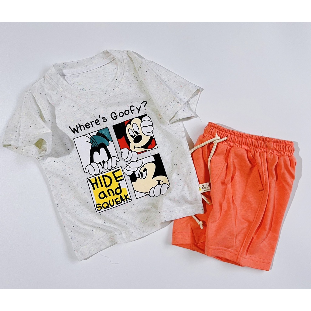 Bộ quần áo cộc tay thun cotton bé trai