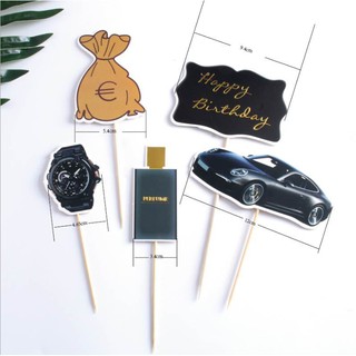 Combo 10 bộ hình cắm giấy xe hơi mơ ước trang trí bánh sinh nhật, topper cake