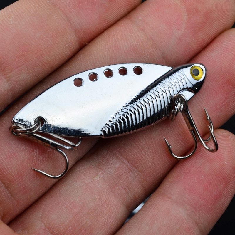 Metal Hard Bait With Treble Hook 5cm/11g VIB Bionic Bait Sequins Full Swimming Layer Sea Fishing Lure 3D Eyes