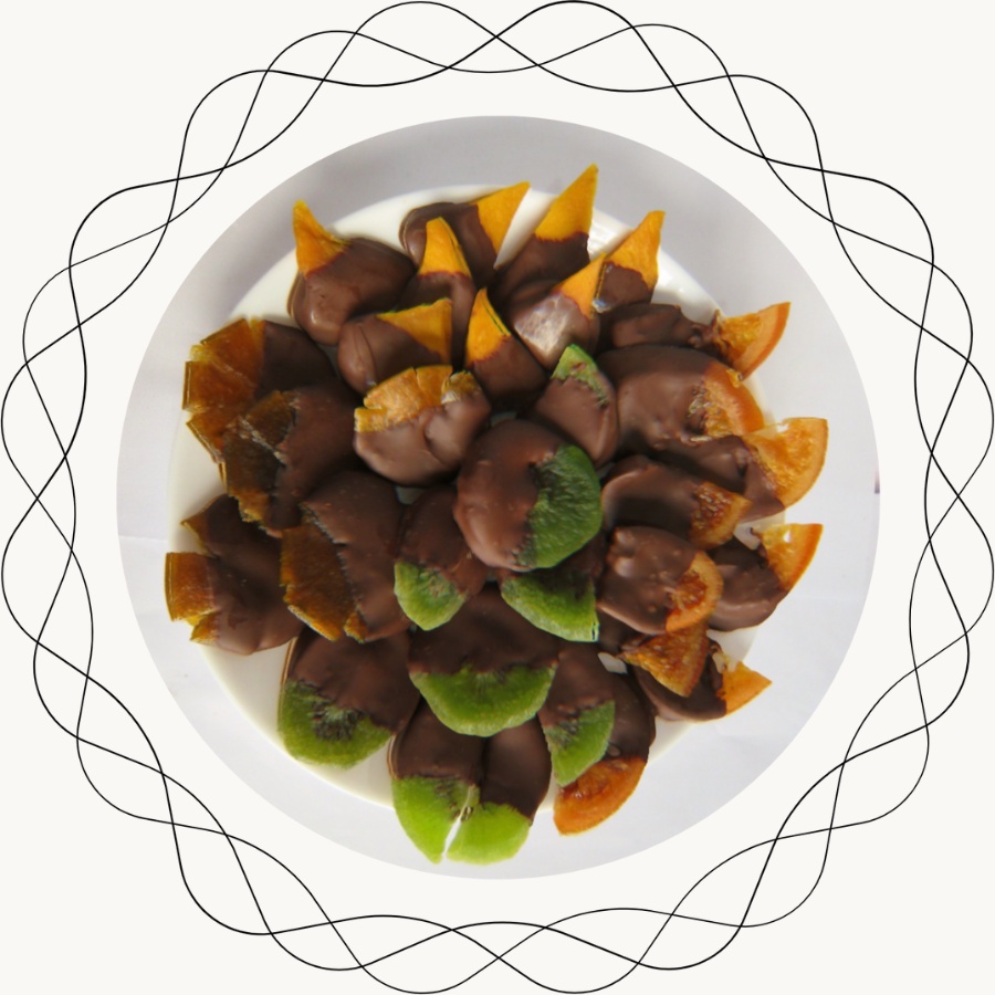 [Siêu ngon] Socola nhúng Trái cây thập cẩm -Túi 500g - SHE Chocolate - Mix 4 vị Xoài, Cam, Tắc, Kiwi. Thơm ngon bổ dưỡng