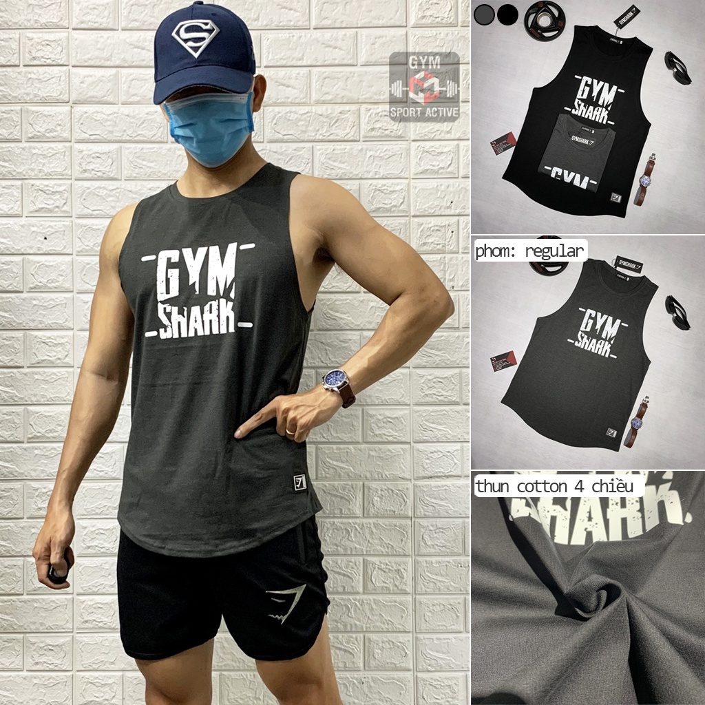 Áo ba lỗ nam thể thao áo tank tập gym nam phom đẹp thoáng mát tank Gymshark thun cotton 4 chiều ( ảnh video thực tế )