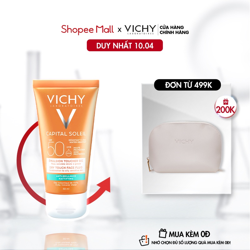 Kem chống nắng SPF 50 UVA+UVB Vichy Capital Soleil Mattifying Dry Touch Face Fluid 50ml