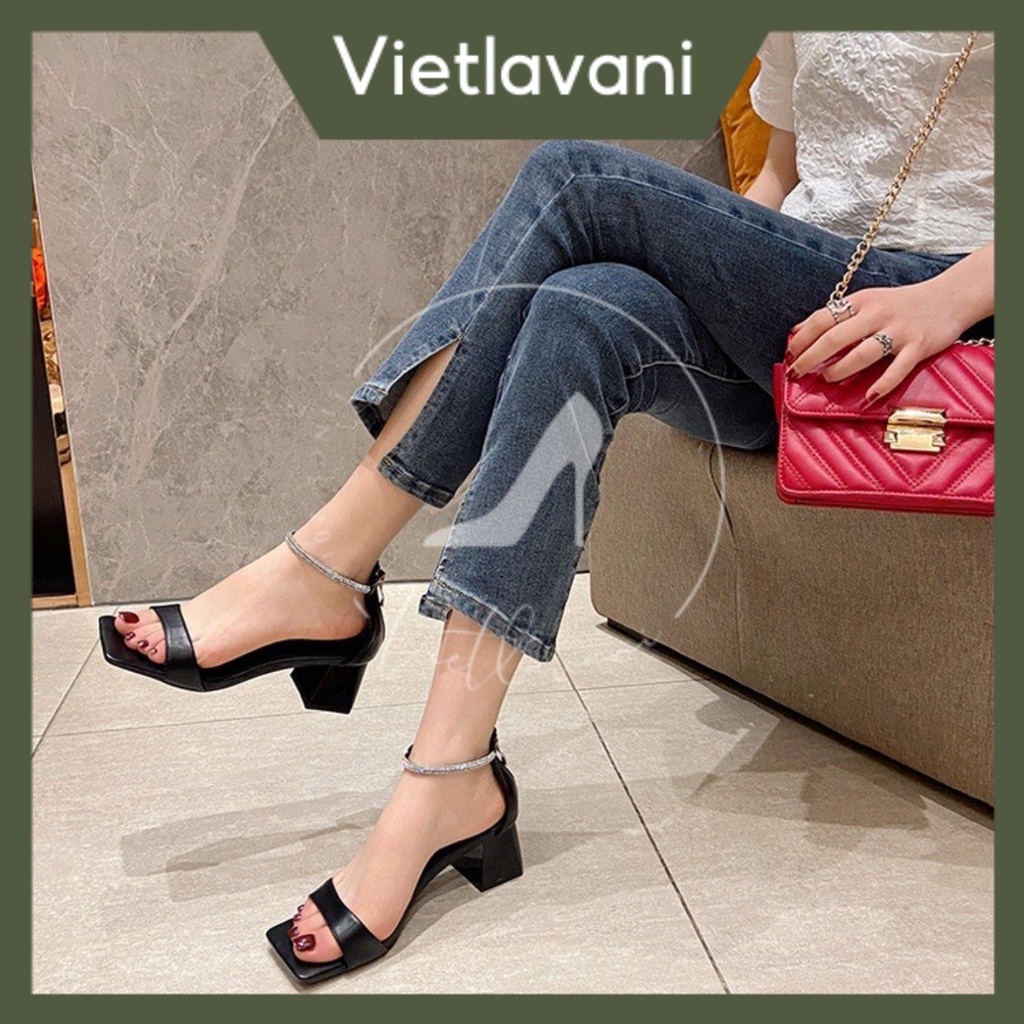 Giày sandal nữ Vietlavani mã S53 mũi vuông gót vuông cao 5cm hàng đẹp chuẩn form