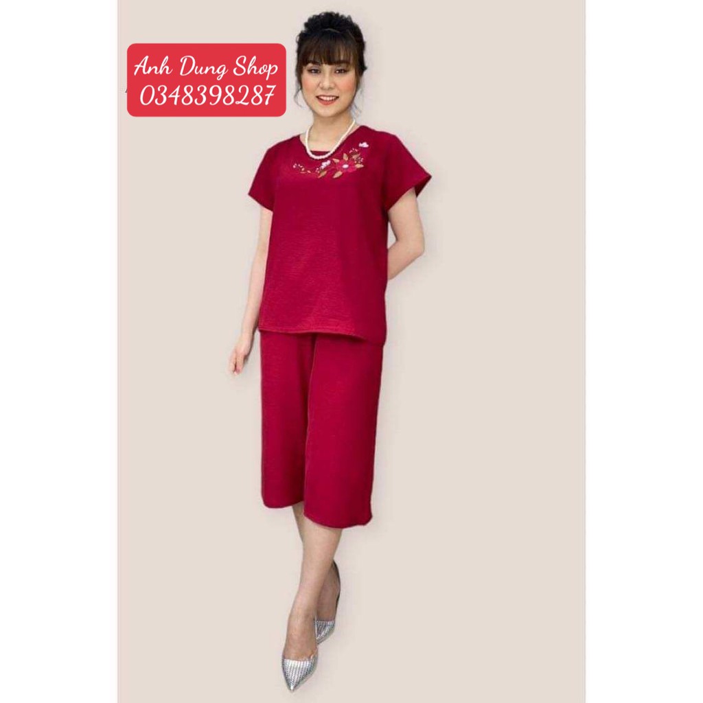 ĐỒ BỘ TRUNG NIÊN ỐNG RỘNG LỬNG VẢI ĐŨI CAO CẤP CHO BÀ MẸ MẶC NHÀ