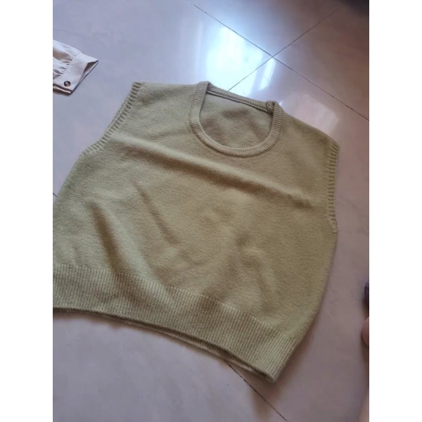 Áo gile len nữ trơn cổ tròn áo gile len kiểu dáng hàn quốc