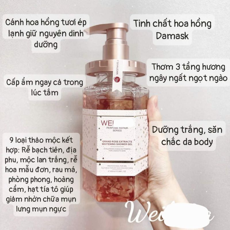 Sữa tắm hoa hồng Wei 450ml