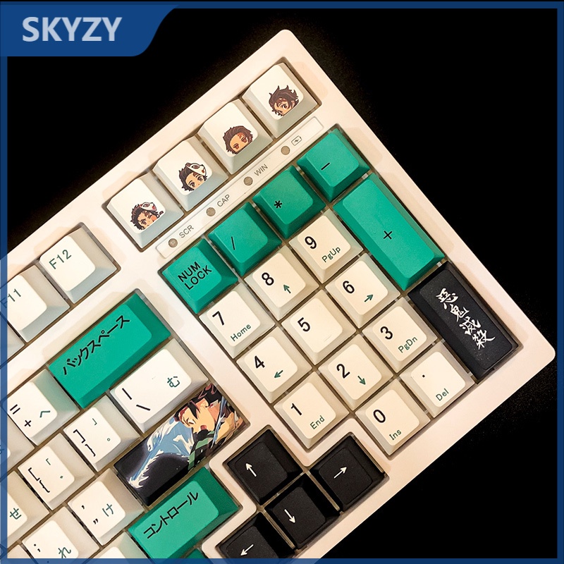 Kamado Tanjirou Keycap Cherry Profile Chủ đề Demon Slayer Keycap Anime PBT Thuốc nhuộm Thăng hoa Bàn phím cơ Keycap 143 Phím